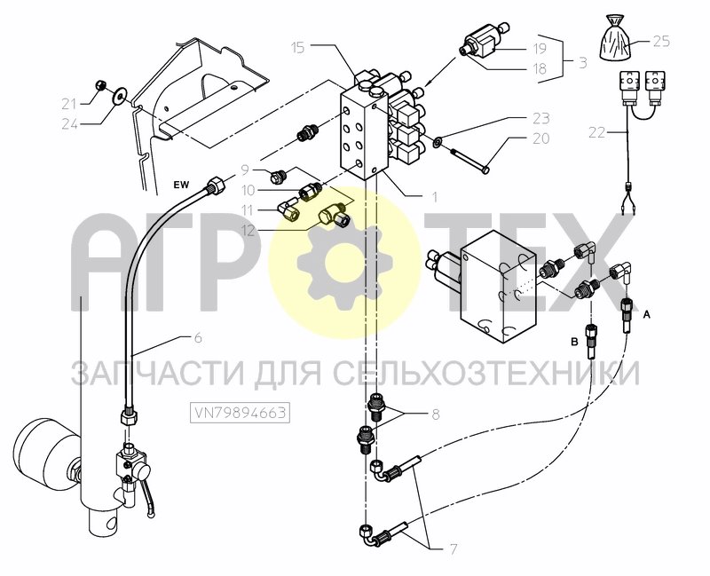 Чертеж HYDRAULIC VALVE BLOCK OIL CIRCUIT