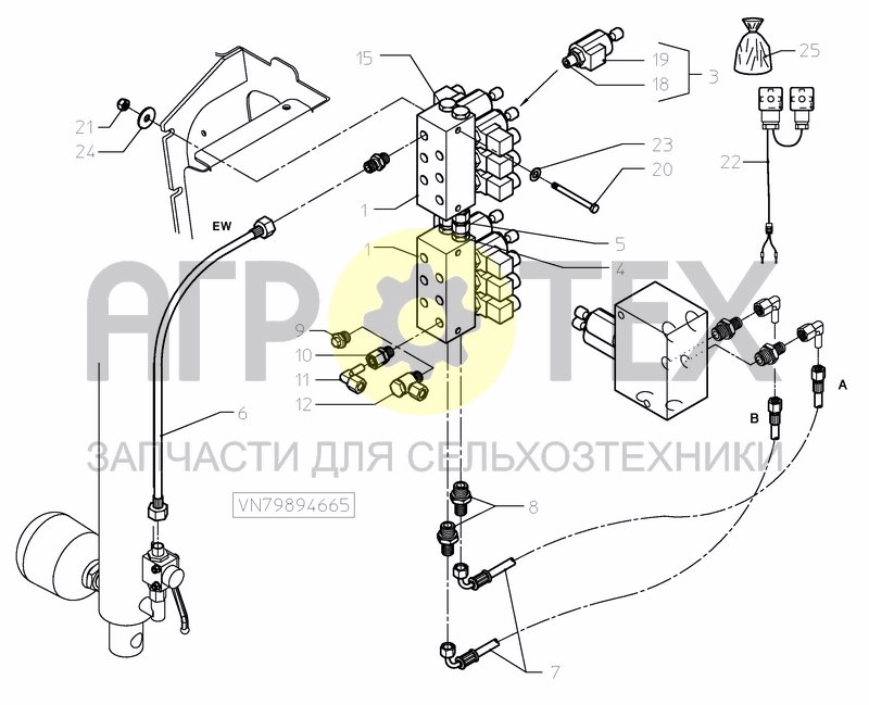 Чертеж HYDRAULIC VALVE BLOCK OIL CIRCUIT