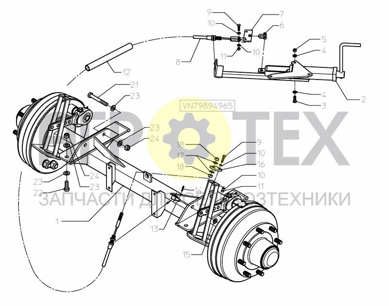 Чертеж WHEELAXLE FIXED 1,5-1,8M/25KM+BRAKE