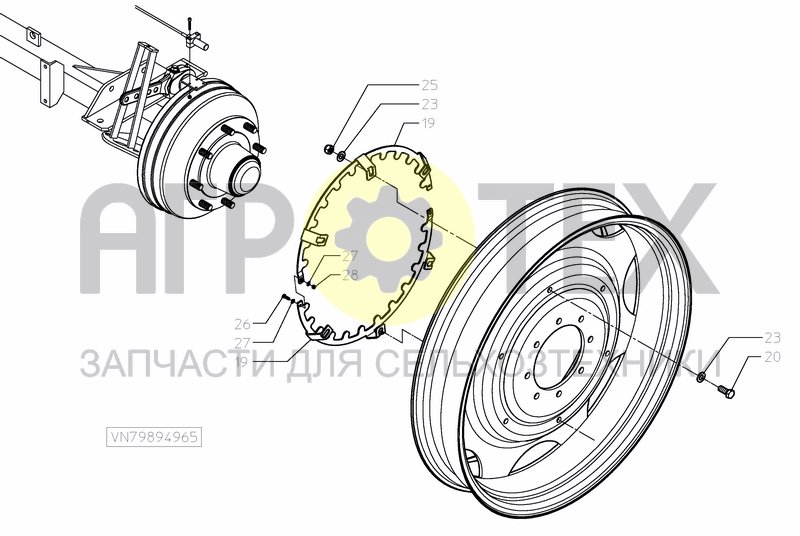 Чертеж WHEELAXLE FIXED 1,5-1,8M/25KM+BRAKE