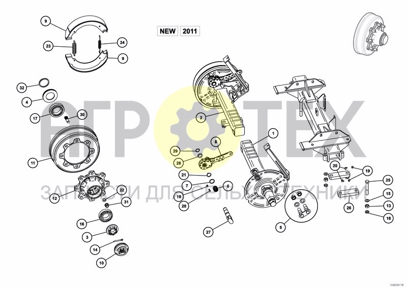 Чертеж WHEELAXLE BRAKE AND SPRINGS