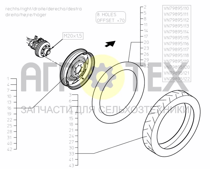 Чертеж WHEELS AND RIMS