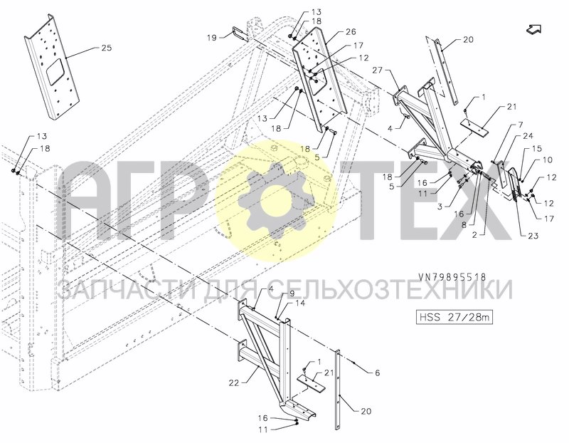 Чертеж BOOM SUPPORT HSS 27---30M