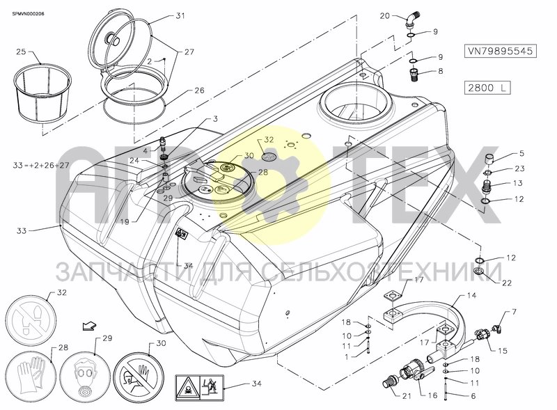 Чертеж MAIN TANK 2800 L