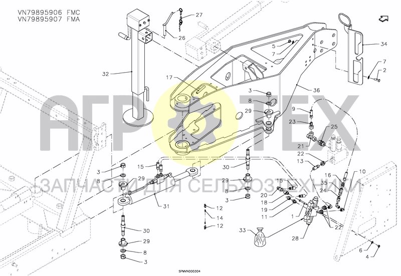 Чертеж DRAWBAR, TOP LINKAGE AUTO STEERING SYSTEM