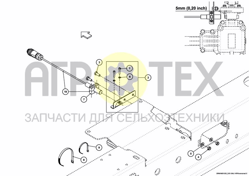 Чертеж SPREADING DISC RPM SENSOR SET