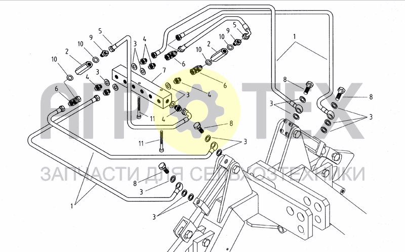 Чертеж UPPER HYDRAULIC SYSTEM