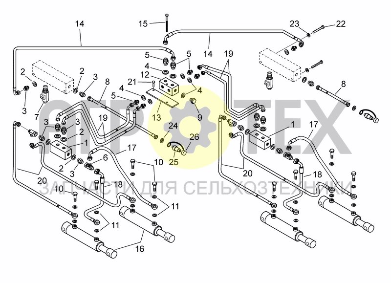 Чертеж ELECTRO-HYDRAULIC COULTER ARM SYSTEM