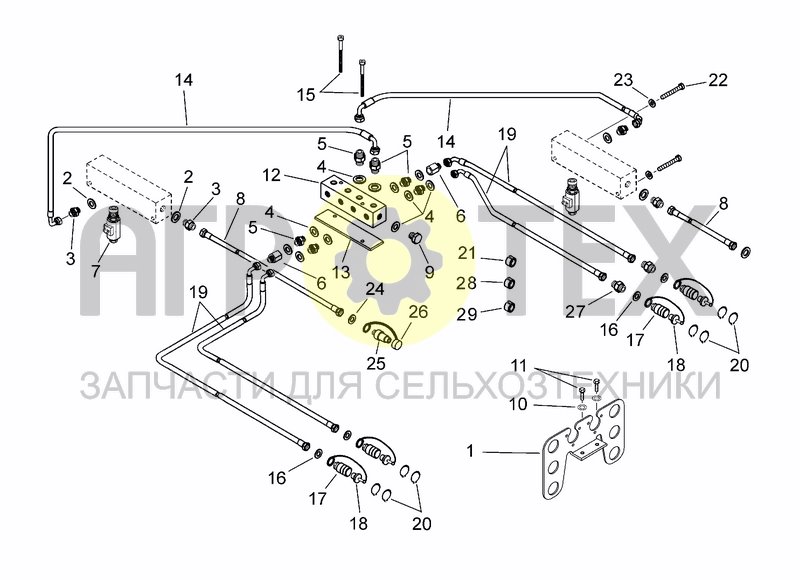 Чертеж ELECTRO-HYDRAULIC COULTER ARM SYSTEM