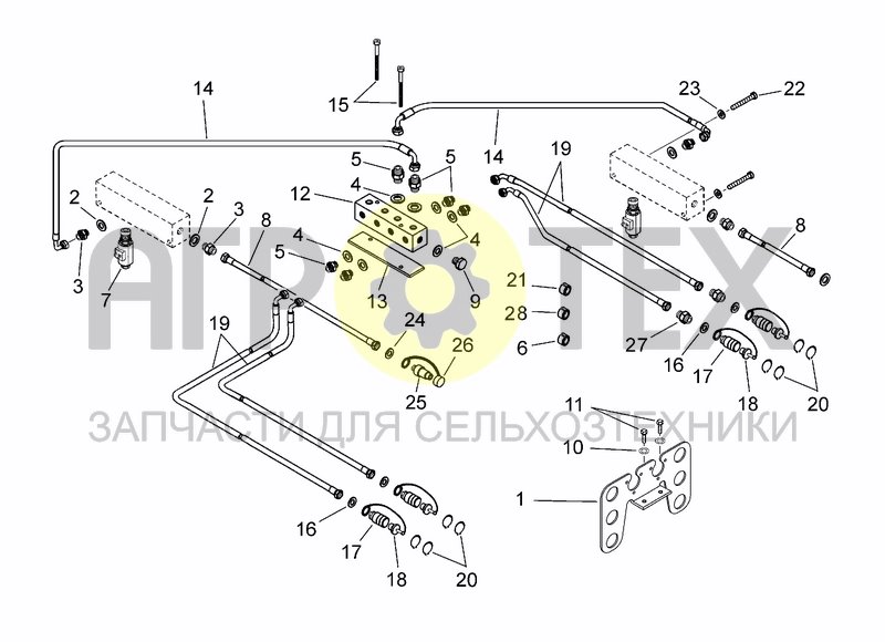 Чертеж ELECTRO-HYDRAULIC COULTER ARM SYSTEM