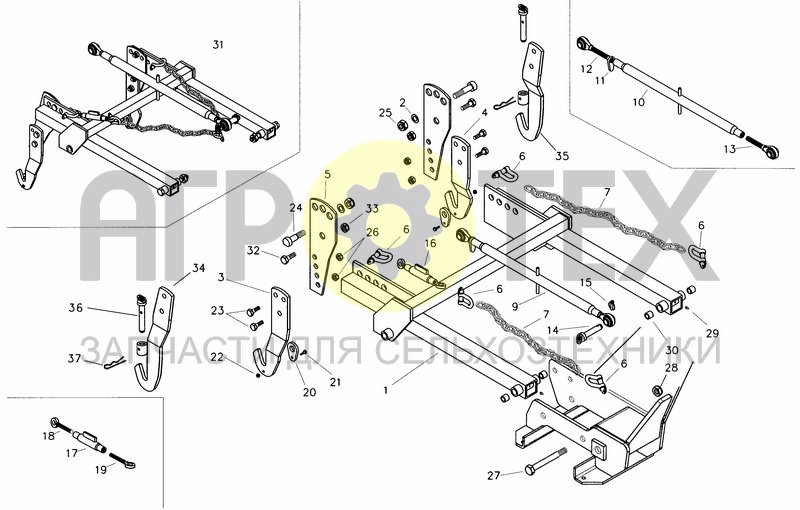 Чертеж MECHANICAL SEEDER HITCH