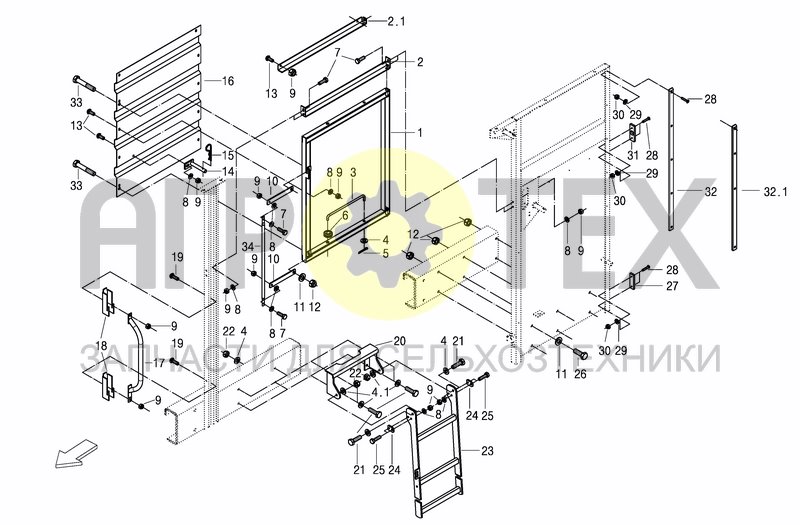 Чертеж SUPERSTRUCTURE DOOR AND FIXING