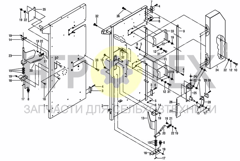 Чертеж METERING ROLLER STRUCTURE-SIDE PANELS