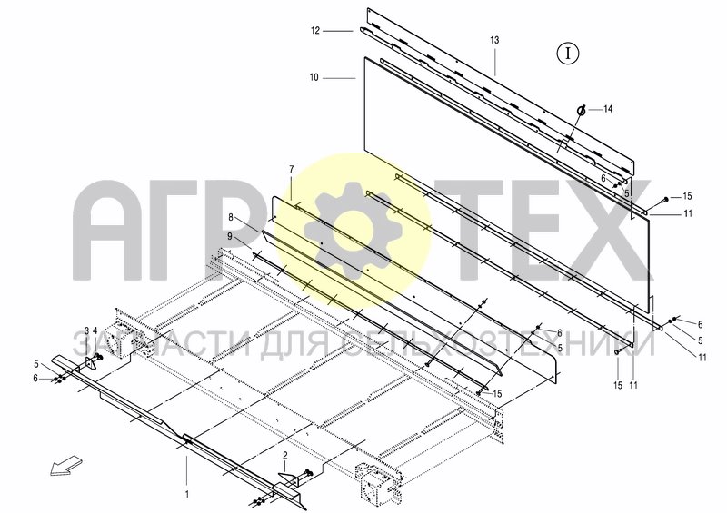 Чертеж SIDE DELIVERY BELT COVER AND RUBBER SHIELDING +A 2017 option