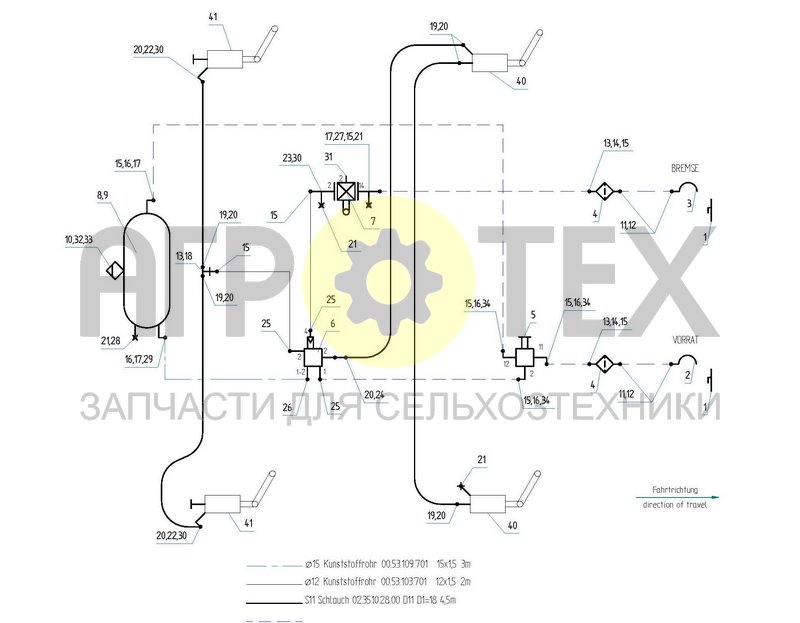 Чертеж BPW AIR BRAKE SYSTEM, TRAILING AXLE +A 2012