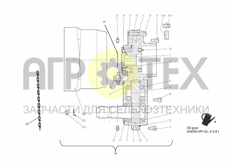 Чертеж NIGHT SWATH GEAR BOX OPTION