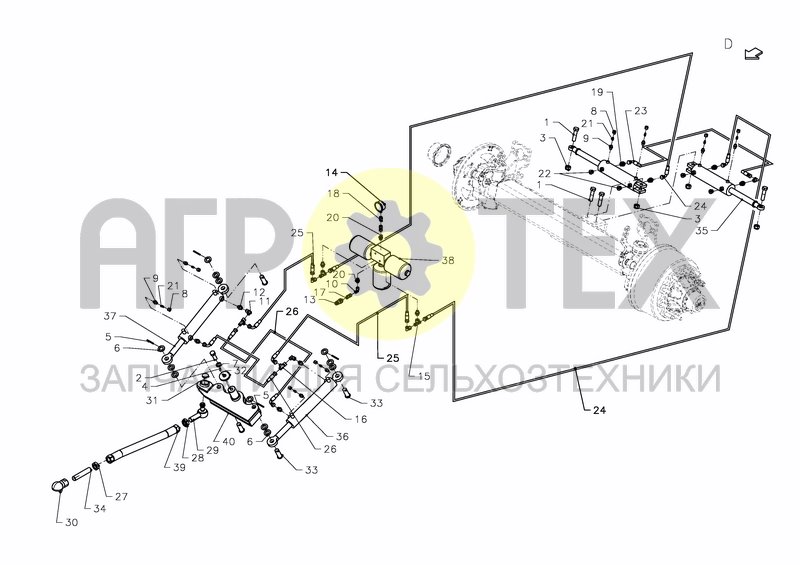 Чертеж POWER STEERING AXLE OPTION