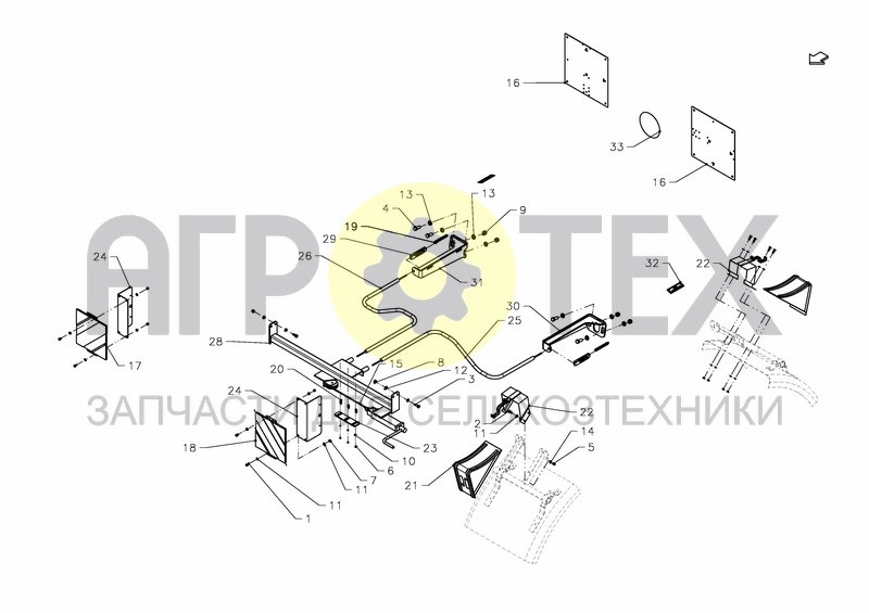 Чертеж HAND BRAKE INCL.WARNINGPANEL OPTION