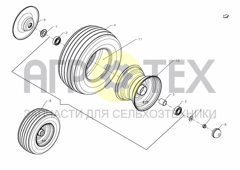 Чертеж TYRES 16 X 6,5 - 8 6 PCS.