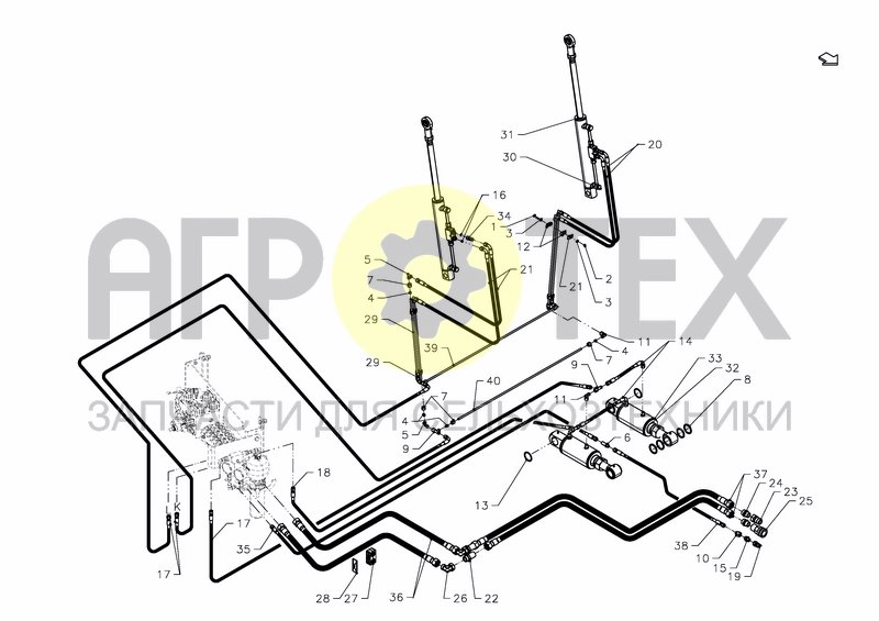 Чертеж HYDRAULIC DRAWBAR CONTROL + FRONT FLAP