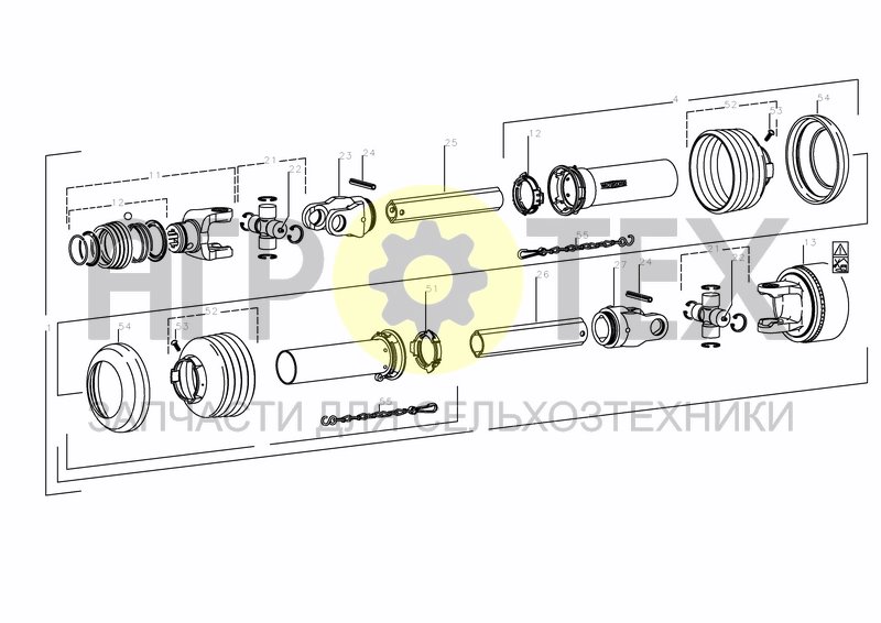 Чертеж PTO SHAFT FOR ROLLERS OPTION