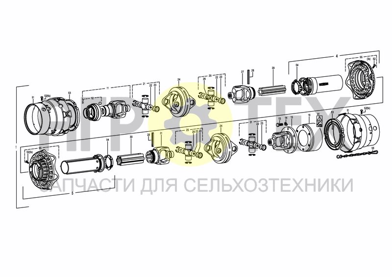 Чертеж WIDE ANGLE PTO SHAFT