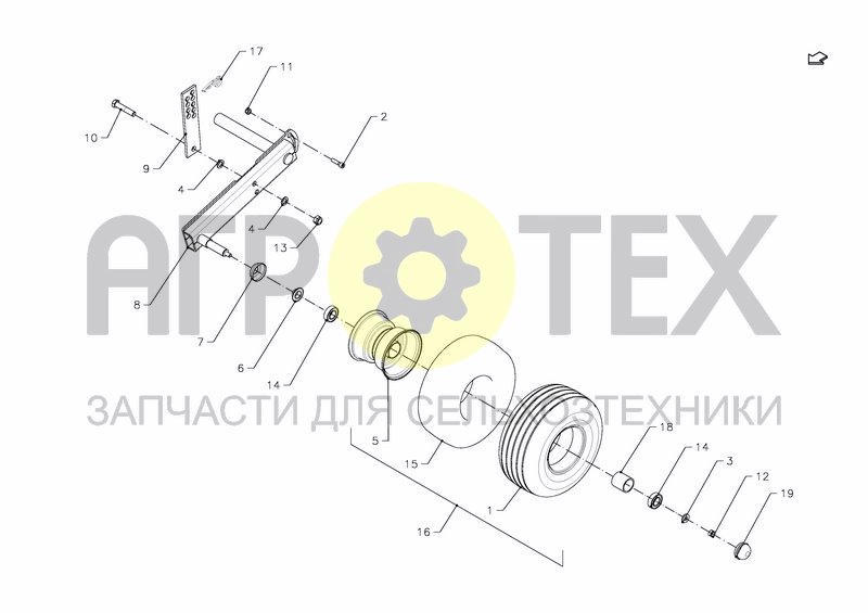 Чертеж GAUGE WHEEL, PICK-UP (R+14-OC + XLR +23-OC)