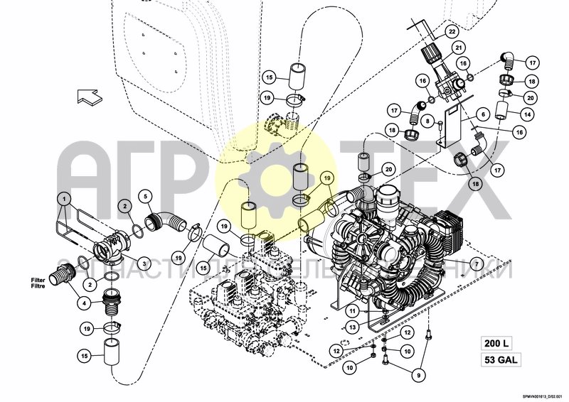 Чертеж PUMPSET 200 L / 53 GAL
