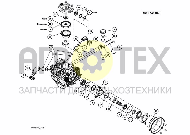 Чертеж PUMPSET 150 L / 40 GAL