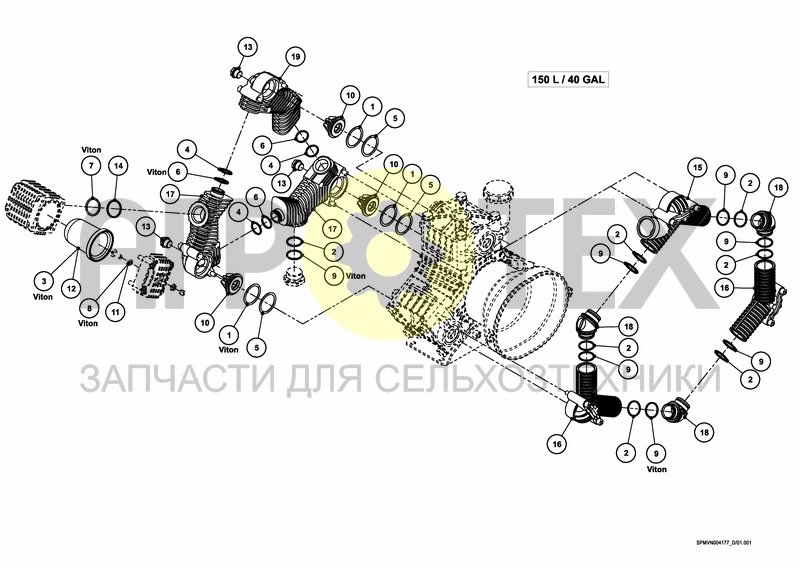 Чертеж PUMPSET 150 L / 40 GAL