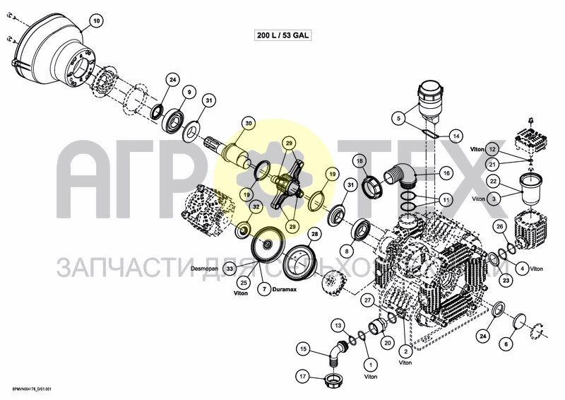 Чертеж PUMPSET 200 L / 53 GAL