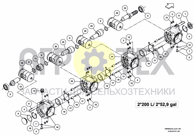 Чертеж PUMPSET 2*200 L