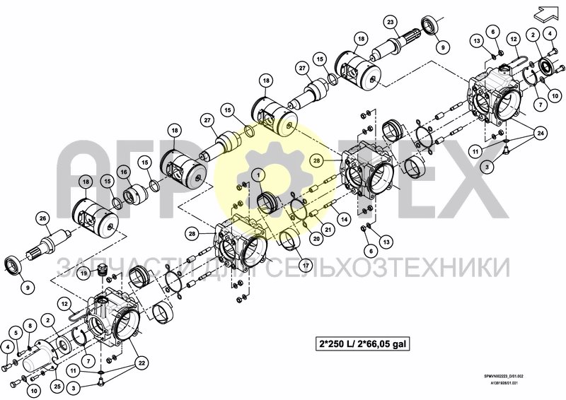 Чертеж PUMPSET 2*250 L