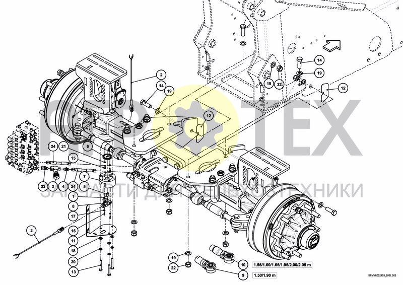 Чертеж ADJUSTABLE AXLE STEERING