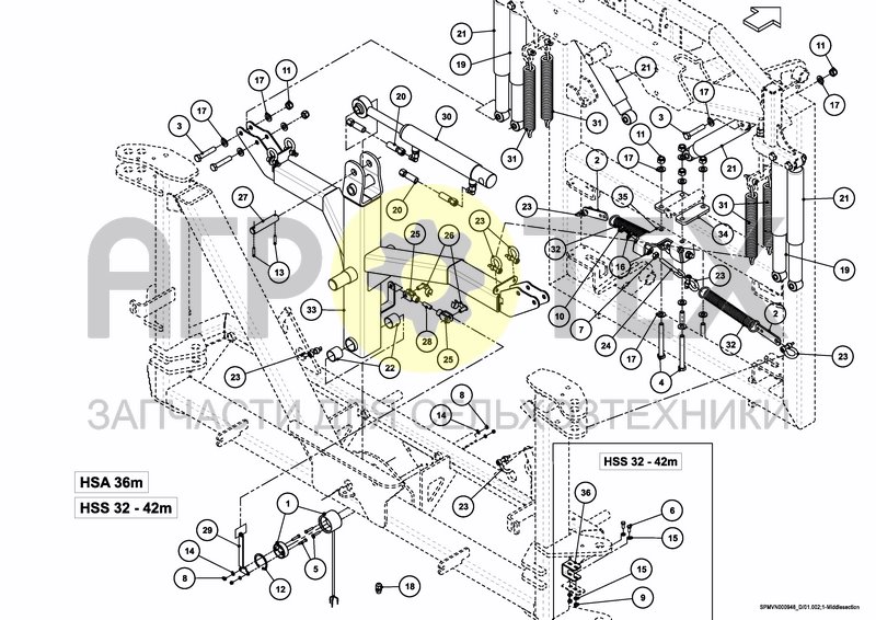 LIFTFRAME+MIDDLESECTION HSS 32---40m (3PF) (№13 на схеме)