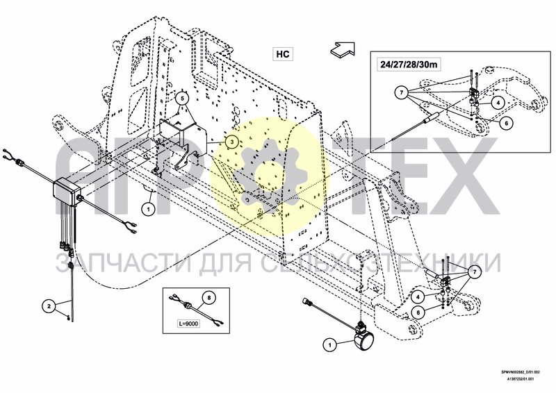 Чертеж LIGHTING SET SPRAYBOOM