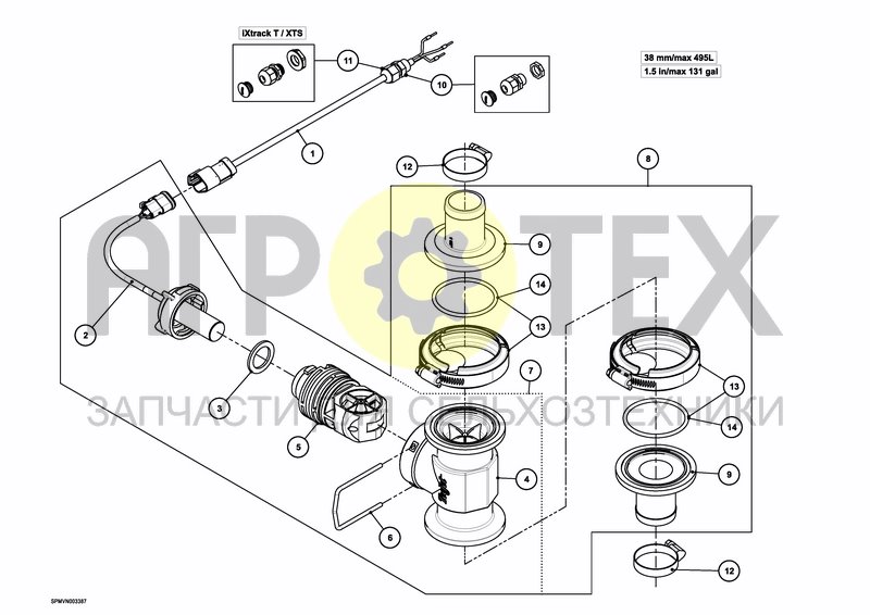 Чертеж FLOWMETER 38mm/1,5in-495L/131gal