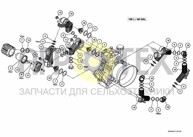 Чертеж PUMPSET 150 L / 40 GAL