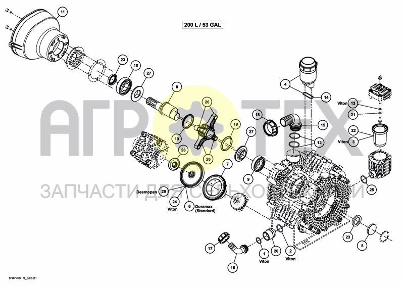 Чертеж PUMPSET 200 L / 53 GAL