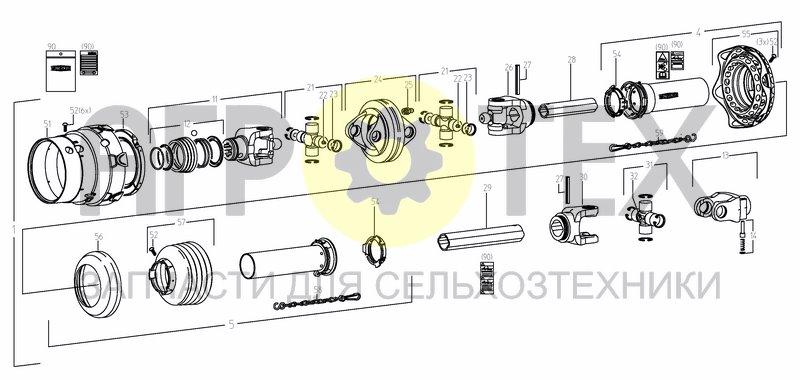 Чертеж SHAFT, UNIV. JOINT 6 SPLINES