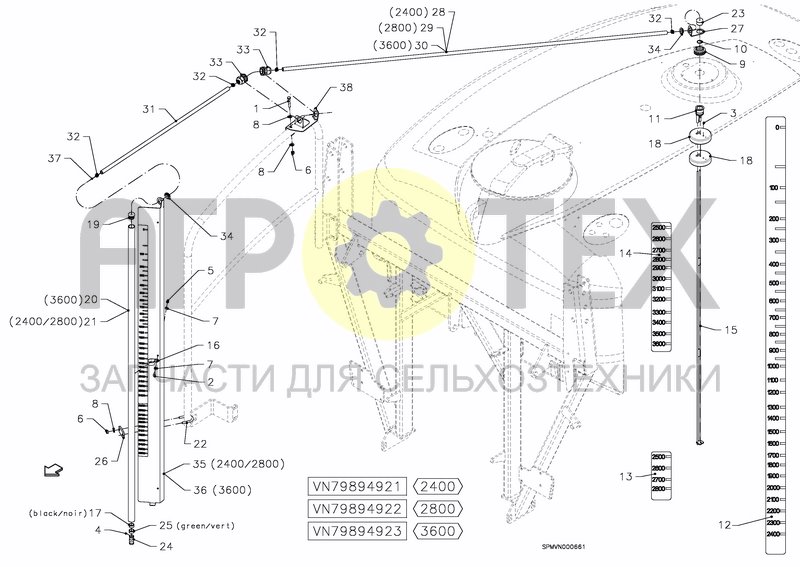 Чертеж MAIN TANK, LEVEL INDICATOR 2400/2800/3600