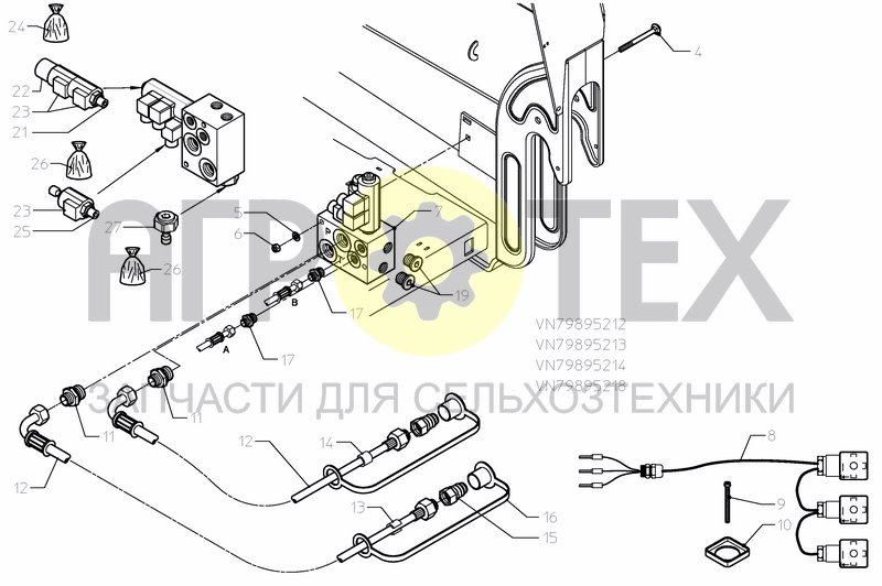 Чертеж HYDRAULIC VALVE BLOCK OIL CIRCUIT NORMAL