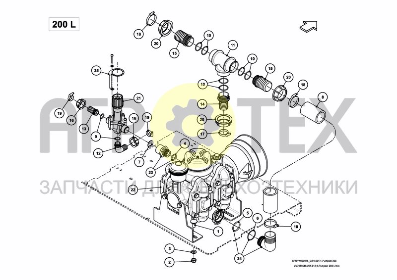 Чертеж PUMPSET 200 L / 53 GAL