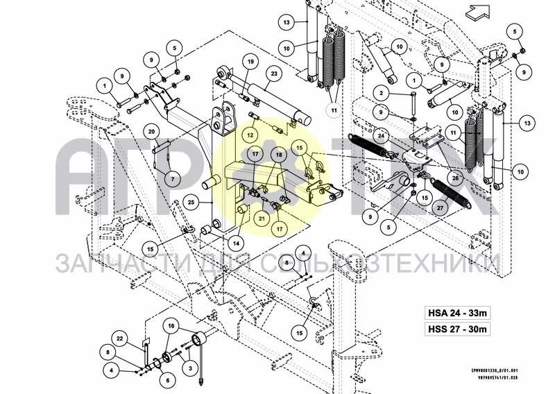 LIFTFRAME+MIDDLESECTION HSA/HSS 27---30M (№7 на схеме)