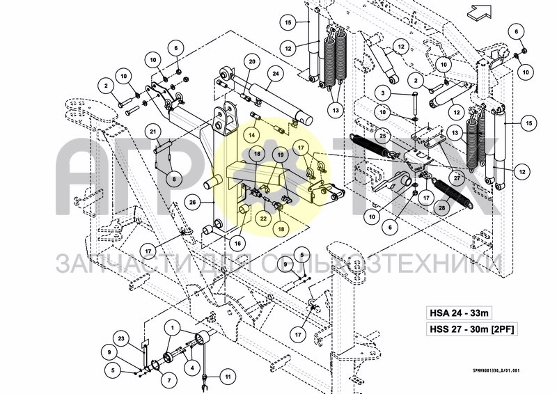 LIFTFRAME+MIDDLESECTION HSA/HSS 27---30m [2PF] (№8 на схеме)