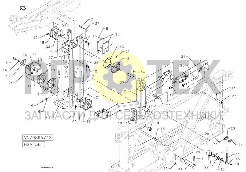 LIFTFRAME+MIDDLESECTION HSA 36M (№14 на схеме)