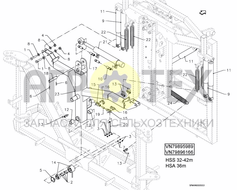 LIFTFRAME+MIDDLESECTION HSS 32---36m (3PF) (№6 на схеме)