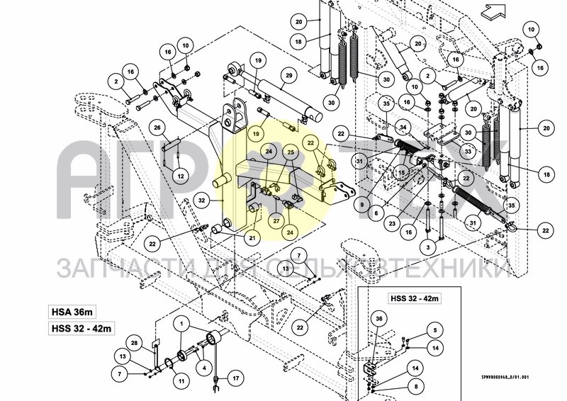 LIFTFRAME+MIDDLESECTION HSA/HSS 32---40m (3PF) (№12 на схеме)