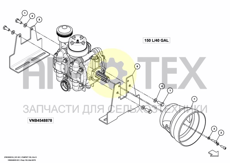 Чертеж PUMPSET 150 L / 40 GAL