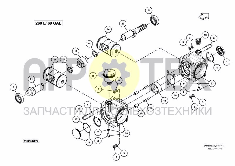 Чертеж PUMPSET 260 L / 69 GAL